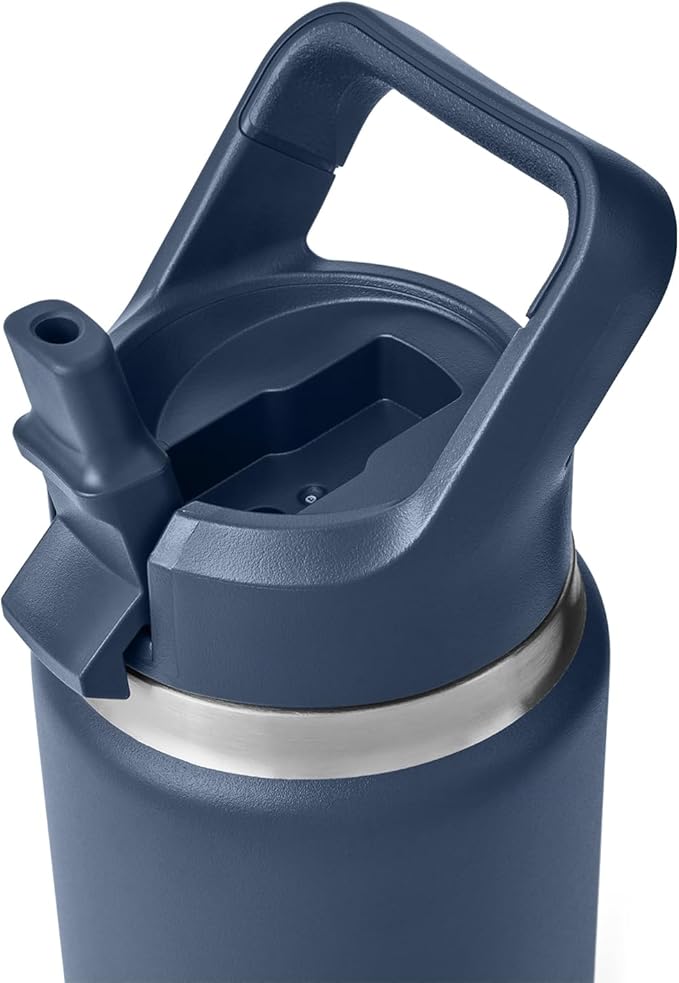 YETI Rambler 26 oz Bottle, Vacuum Insulated, Stainless Steel with Color Matching Straw Cap, Navy