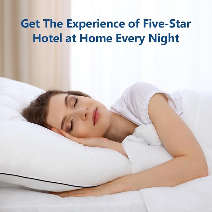 Goose Down Bed Pillow, Queen Size Bed Pillows for Sleeping, Ultra-Soft 750 Fill-Power Hotel Collection Pillow for Back, Stomach or Side Sleepers (20 * 28,Pack of 1)