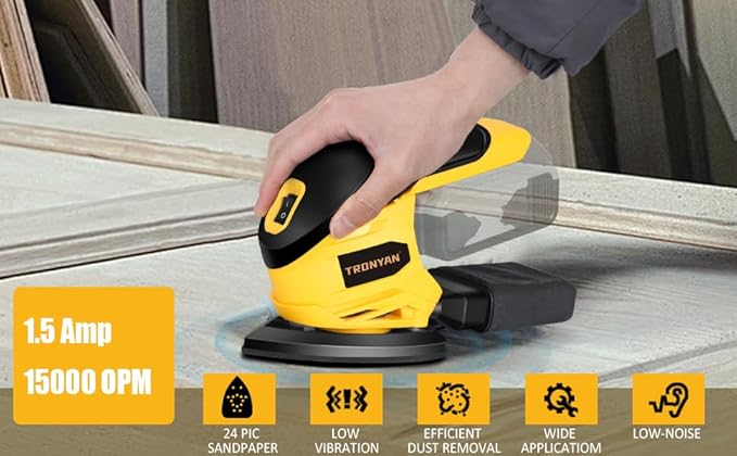 Cordless Detail Sander Compatible with DeWalt 20V Max Battery (Tool Only), 12,000 OPM, 10Pcs Sandpapers, Dust Bag for Woodworking, Tight Spaces Sanding, Polishing, Removing Paint (No Battery)