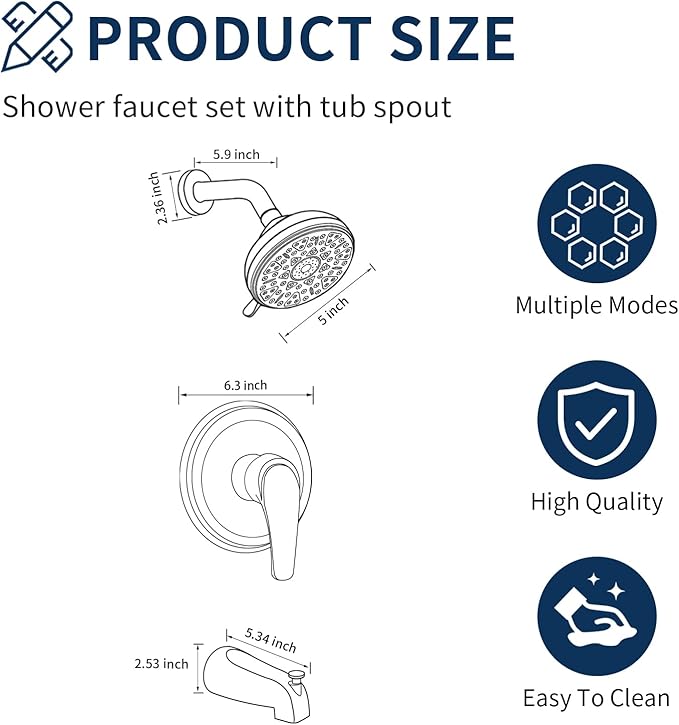Tub Shower Faucet Combo Set Brushed Nickel Bathtub Faucet Set Shower System with Tub Spout Shower Tub Kit Shower Valve and Trim Kit Shower Fixtures