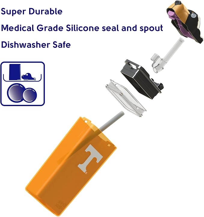 Reusable Water Bottle | Officially Licensed NCAA Sports Bottle | BPA Free | Dishwasher Safe | Smokey Mascot | 12 oz Drink in the Box - The University of Tennessee