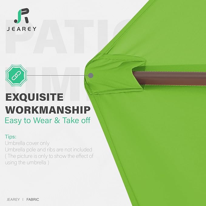 JEAREY 9 ft Patio Umbrella Replacement Canopy for 8 Ribs, Table Market Yard Umbrella Replacement Top Cover-Grass Green (Canopy Only)
