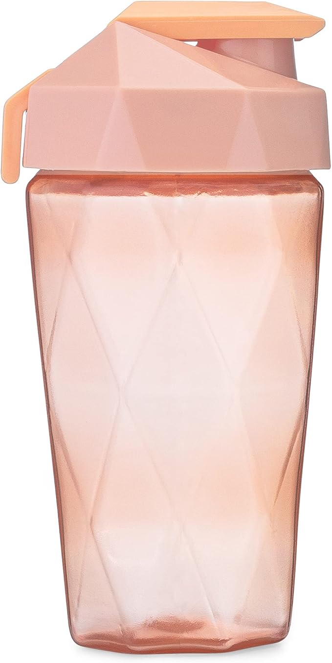 Classic 20oz Blender Shaker Bottle | Protein Shaker Bottle with Diamond Agitator | Shaker Cup with Carrying Handle and Dishwasher Safe | Peach - 20-Ounces