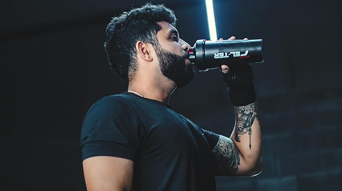 Protein Shaker Bottle – Shaker Bottle for Protein Mixes and Supplement Shakes, Protein Shaker Cup, Stainless Steel Shaker Ball Wire Whisk (Black, 14 - Ounce)