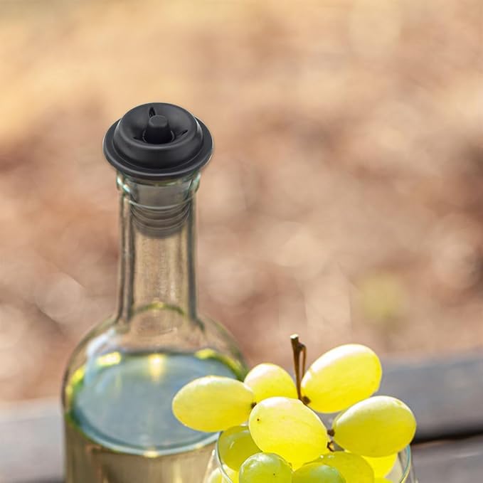 6 Pieces Vacuum Wine Stoppers Wine Saver Vacuum Pump Stopper Vacuum Wine Bottle Stopper Keep Wine Fresh Reusable Wine Preserver Bottles Sealer for Preserve Wine Flavor Wine Accessories Gift (Black)