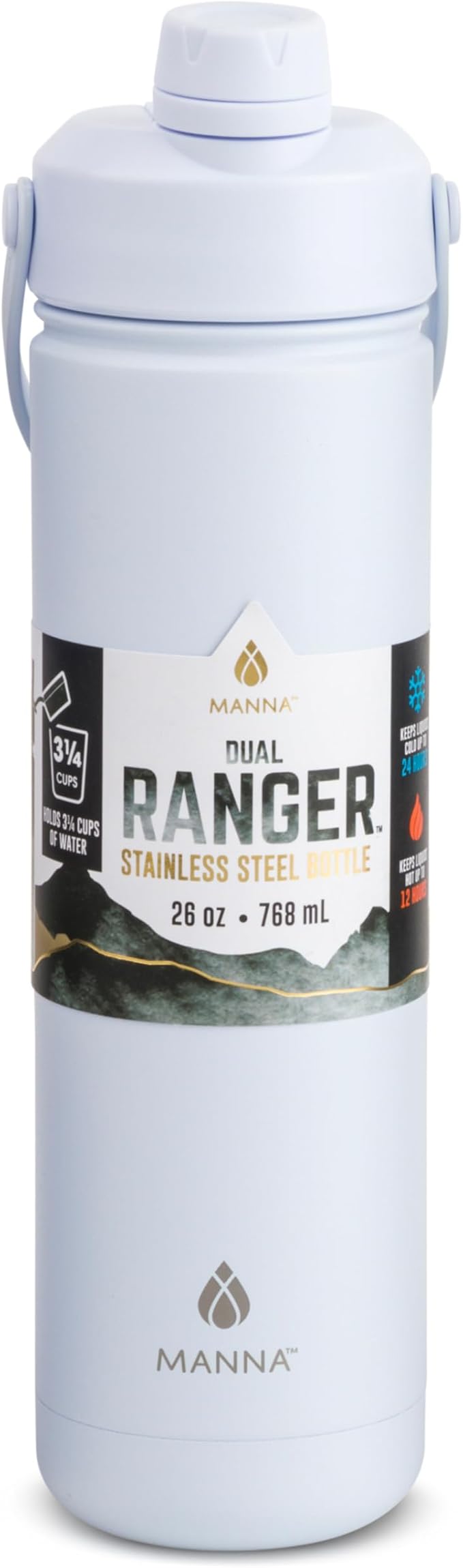Manna Ranger Dual Insulated Stainless Steel Bottle - 26 Oz - Icelandic Powder Coat