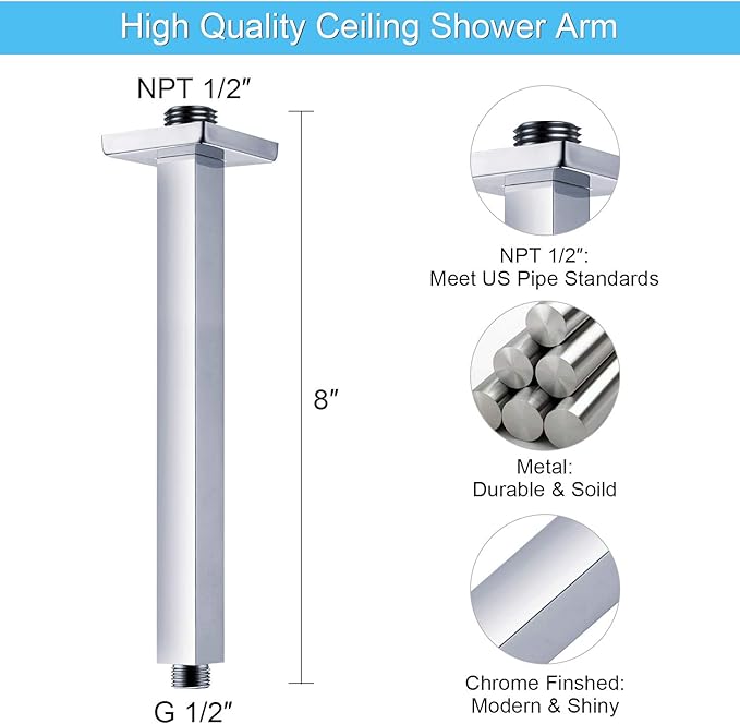 SunCleanse Rainfall Shower Faucet Set Polished Chrome Shower Combo Set for Bathroom with High Pressure 10 inch Shower Head with Handheld Shower Valves Shower Head and Handheld Ceiling Mounted