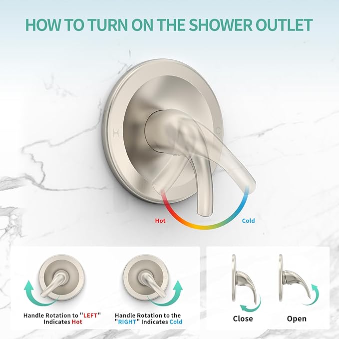 SR SUN RISE Shower System with Handheld Shower and Rain Shower Combo Set High Pressure 5-spray Dual 2 in 1 Shower Faucet Patented 3-way Diverter Brushed Nickel (Valve Include)