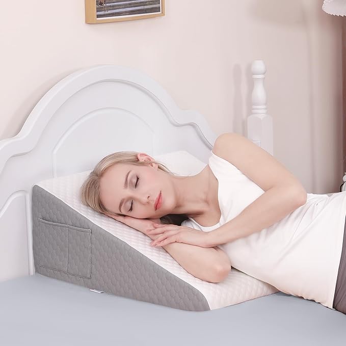 Forias Wedge Pillow for Sleeping,10" Bed Wedge Pillow for After Surgery,Acid Reflux,Snoring,Memory Foam Top Triangle Pillow Wedge with Breathable Removable Cover