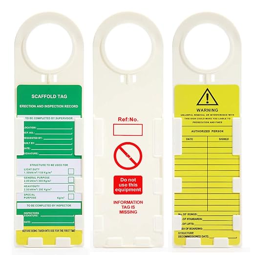 Scaffold Status Holder and Safety Inspection Tags - Do Not Use Scaffold - 10 Pcs
