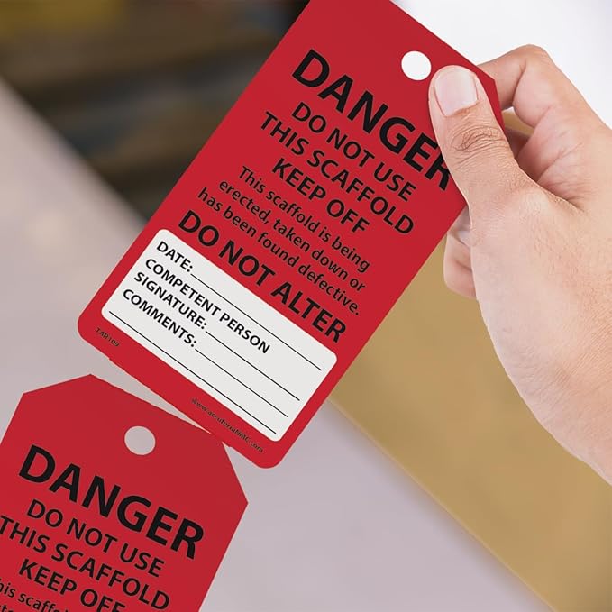 100/250 Scaffolding Safety Tags, Do Not Use This Scaffold Keep Off, OSHA Compliant, Waterproof PF-Cardstock, Resists Tears, 6.25"x3"