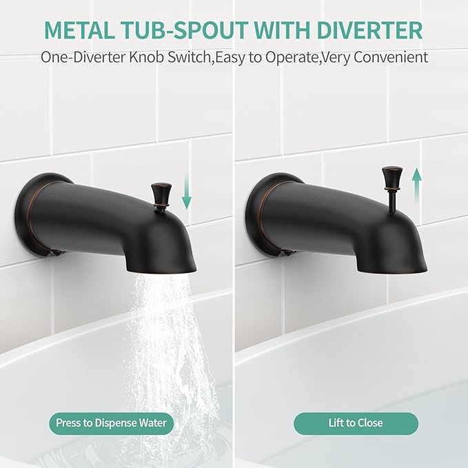 SR SUN RISE 35-Spray Shower Faucet 3-Way Combo Shower Head and Hand Held Shower Separately or Together, Single-Handle Tub and Shower Trim Kit, Oil Rubbed Bronze (Valve Include)