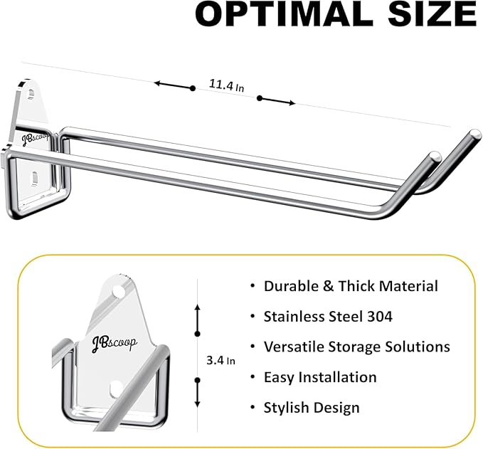 JBscoop Stainless Steel 304 Garage Hooks, Heavy Duty Organizer & Wall Mount Hanger Rack for Tools, Equipment, and More, Rust-Resistant & Durable