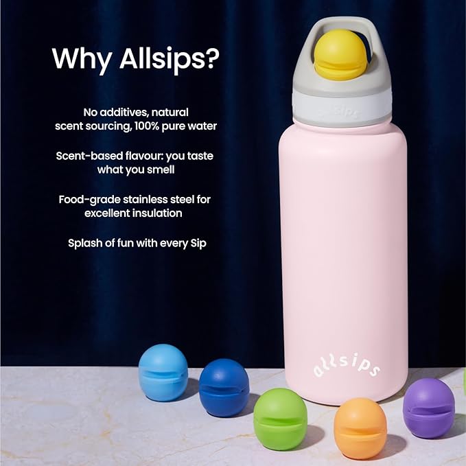 32oz Stainless Steel Air Water Bottle with Straw & 7 Refresher ScentSip Flavor Pods | Leak-Proof, Dishwasher Safe | Zero Calorie, Zero Sugar Flavored Water Bottle(Pink)
