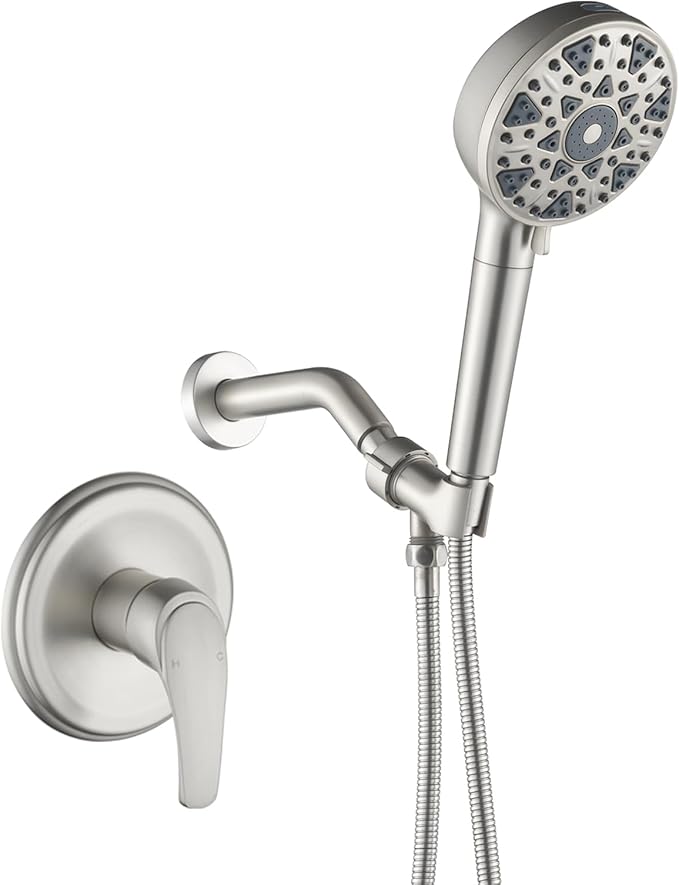 Shower Faucet Set with 7 Functions Handheld Shower Head Filter Shower Combo Set Shower System Shower Trim Kit Brushed Nickel