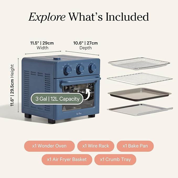 Our Place Wonder Oven | 6-in-1 Air Fryer & Toaster Oven with Steam Infusion | Compact, Countertop Friendly, Fast Preheat, Multifunctional | Air Fry, Toast, Roast, Bake, Reheat & Broil | Blue Salt