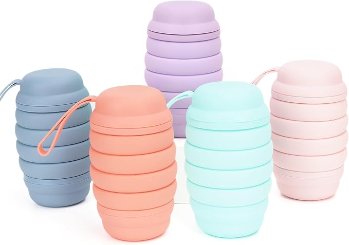 Collapsible Water Bottle, Reusable Water Bottle, Travel Water Bottle, Pill Storage, On the Go, Outdoors, Lunch Water Bottle, BPA Free, Vitamin Storage. (Purple)