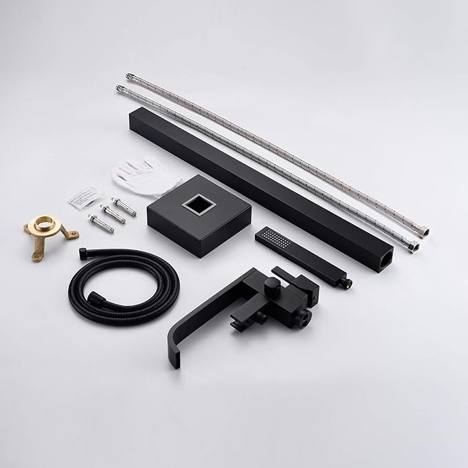 Freestanding Bathtub Faucet Tub Filler Black Floor Mount Bathroom Faucets Brass Single Handle with Hand Shower