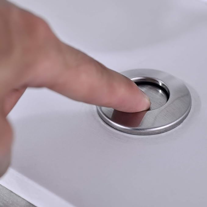 Garbage Disposal SinkTop Air Switch Kit with Long Button,Brass Made Cover,Brushed Nickel