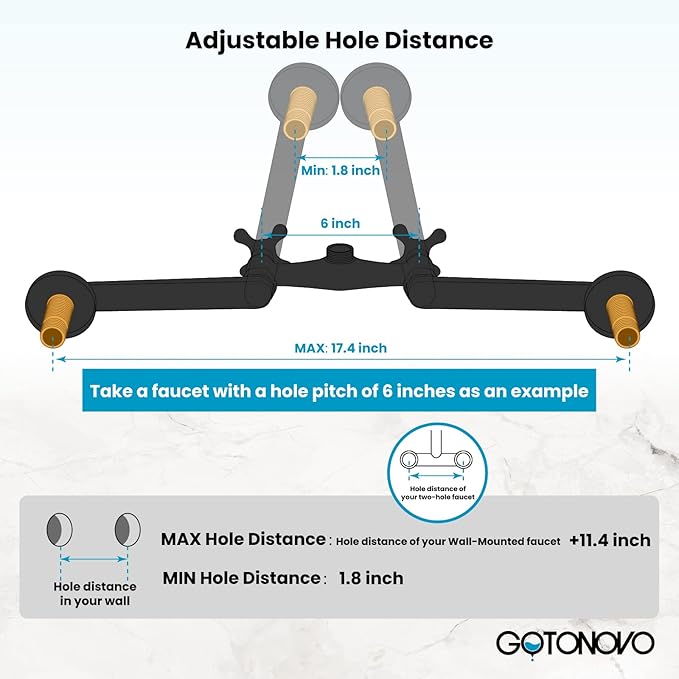 gotonovo Clawfoot Bathtub Faucet Tub Filler with Hand Held Shower Faucet Set Victorian Double Cross Handle 6 Inch Center Adjustable Swing Arms Tub Mount Long Adapter Matte Black