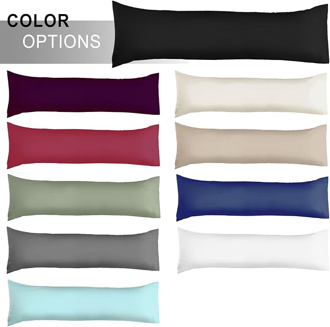 Soft Body Pillow Cover/Pillowcases 60 x 21 Inch, WINKAURA Premium Unique Long Pillow Case for Bed Fits 54x20 Pillow, Envelope Closure, Stylish Wrinkle and Stain Resistant,Black