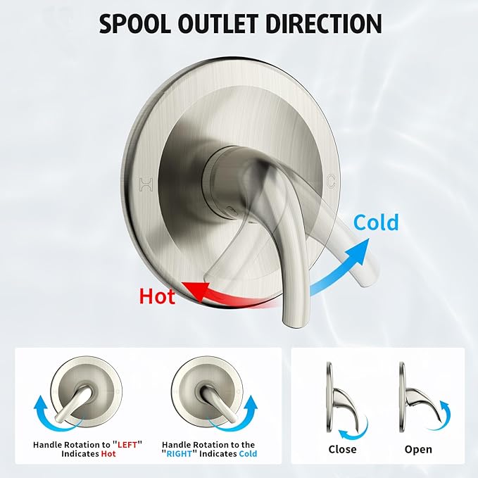 Brushed Nickel Shower Faucet Set, EMBATHER Shower Fixtures with 6 Inch Rainfall Shower Head, Single Handle Control Shower Valve and Trim Kit