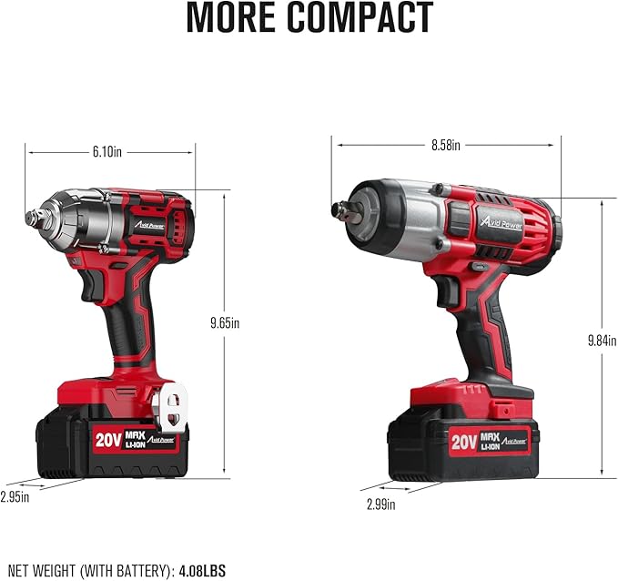 AVID POWER 1/2 Impact Wrench Brushless, 20V Cordless Impact Gun w/ 3 Variable Speeds, Max Torque 370ft-lbs (500N.m), 3.0Ah Li-ion Battery, 4Pcs Impact Sockets, Fast Charger