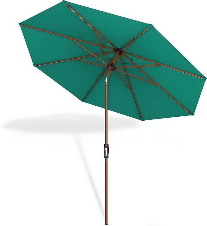 Midtown Umbrellas Sunbrella Umbrella Outdoor Patio Umbrella 2-8 Feet in Canvas Teal Acrylic Fabric - Auto-Tilt Aluminum Frame For Backyard Umbrella, Deck Umbrella & Porch Umbrella - Wooden Pole