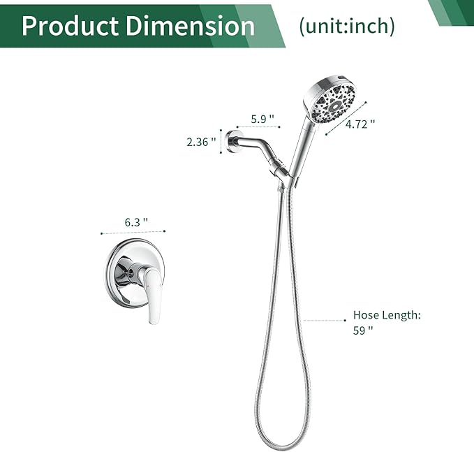 Shower Faucet Set with 7 Functions Handheld Shower Head Filter Shower Combo Set Shower System Shower Trim Kit Chrome Polished