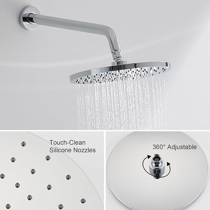 Iriber Shower System Wall Mounted Shower Faucet Mixer Set with Luxury High Pressure Shower head and 3-Setting Handheld, Bathroom Shower Trim Kit Contain Pressure Balance Valve,Polished Chrome