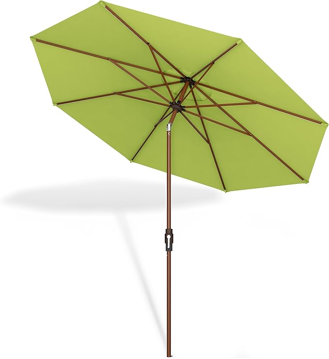 Midtown Umbrellas Sunbrella Umbrella Outdoor Patio Umbrella 2-9 Feet in Sunbrella Macaw Acrylic Fabric, Auto-Tilt Aluminum Frame For Backyard Umbrella, Deck Umbrella & Porch Umbrella - Wooden Pole