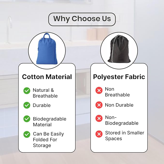 LFH Home Cotton Canvas Large Laundry Bag with Handle, Heavy Duty Drawstring Closure Washable Laundry Bags, School Travel, Home, Hotel, College Dorm, Organizer Sack, Toys Clothes 28x40-Sky Blue