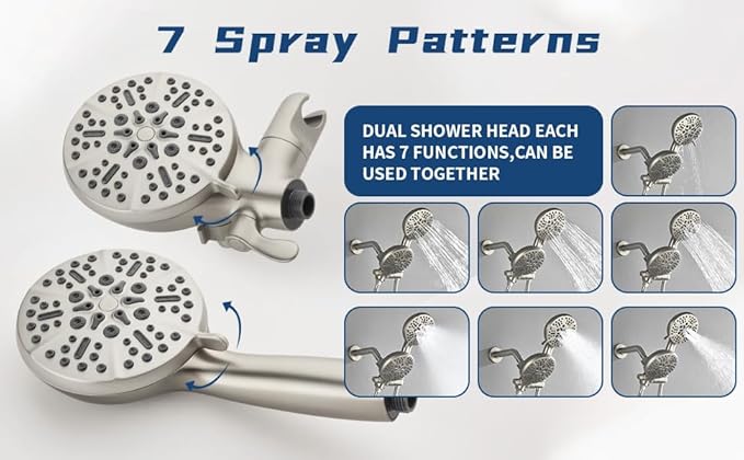 2 Handles Shower Faucet Set with Tub Spout Bathtub Shower Faucet Combo Set Shower System Complete Tub and Shower Trim Kit Brushed Nickel Wall Mounted Shower Fixtures