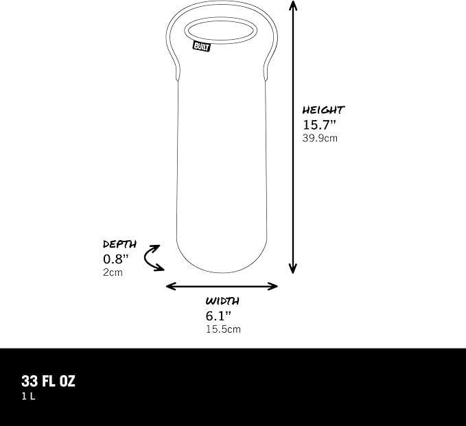 BUILT 1-Bottle Stain Resistant Neoprene Wine/Water Bottle Carry Tote, Black