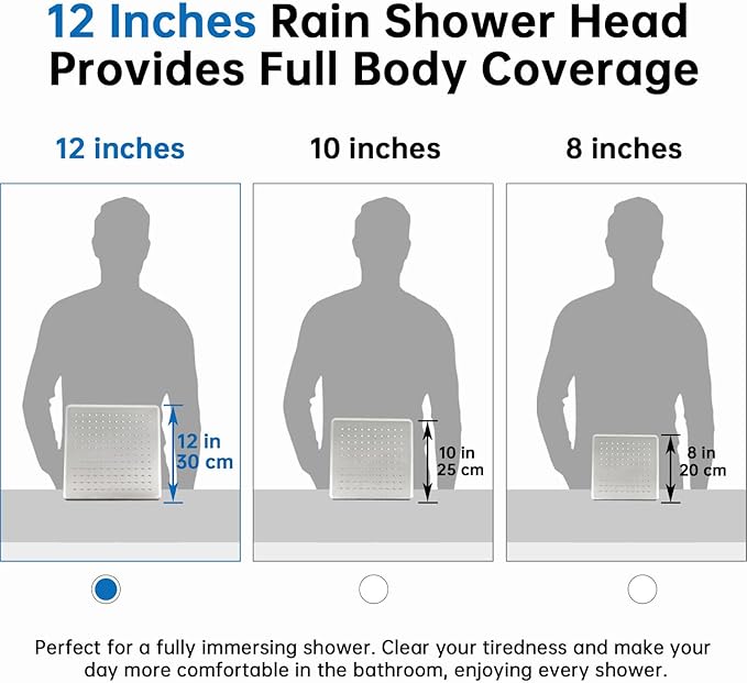 G-Promise All Metal 12 Inches Rain Shower Head with Handheld Built-in Power Wash Mode, 3-way Diverter with Pause Setting, 11 Inches Adjustable Extension Arm with Lock Joint, Long Hose (Brushed Nickel)