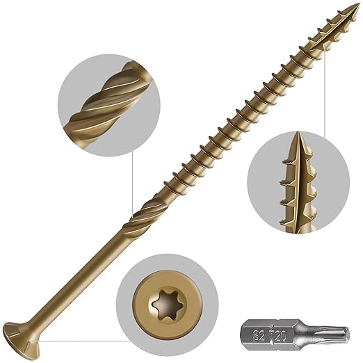 #10 * 4" Deck Screws, (800pcs) 15 lbs.Exterior Wood Screws, Rust Resistant epoxy Coated, Bronze, T25 Star Bit