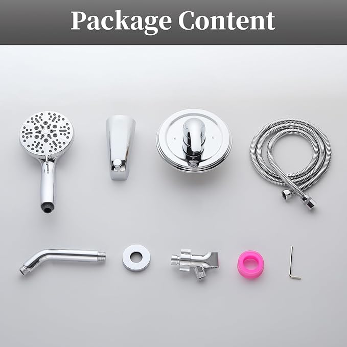 Chrome Shower Faucet Set Bathroom Shower Head Kit High Pressure Combo Tub Shower System 7 Modes ABS Handheld Spray shower valve kit Shower Head and Handle Set