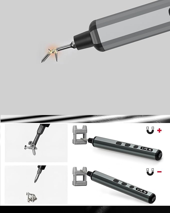 68pcs Electric Screwdriver Set, Mini Precision Screwdriver 3.7V Power Screwdriver- 64 S2 Magnetic Bits, 5 Torque Settings, 4 LED Lights, Repair Tool for Work Phone Camera Laptop Watch