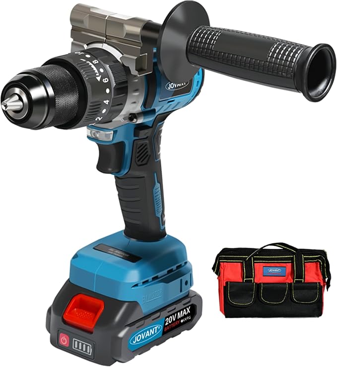 20V Max Cordless Hammer Drill, 1/2" Keyless All Metal Chuck Brushless Impact Drills, Compact Driver Drill for Metal, Wood, Thick Concrete -JOVANT (No Battery)