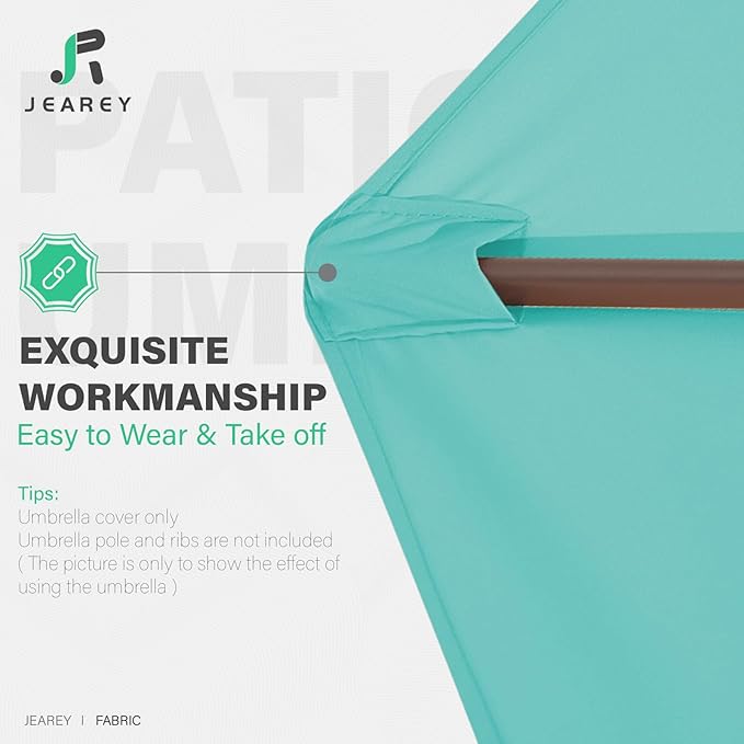 JEAREY 9 ft Patio Umbrella Replacement Canopy for 8 Ribs, Table Market Yard Umbrella Replacement Top Cover-Peacock Blue (Canopy Only)