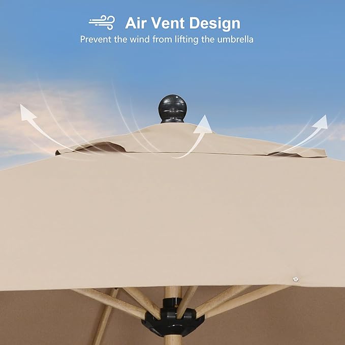 PURPLE LEAF 10' x 10' Square Patio Umbrella Outdoor Table Umbrella Aluminum Market Umbrella with 8 Sturdy Ribs & Crank Outdoor Umbrellas for Garden Deck Patio, Taupe