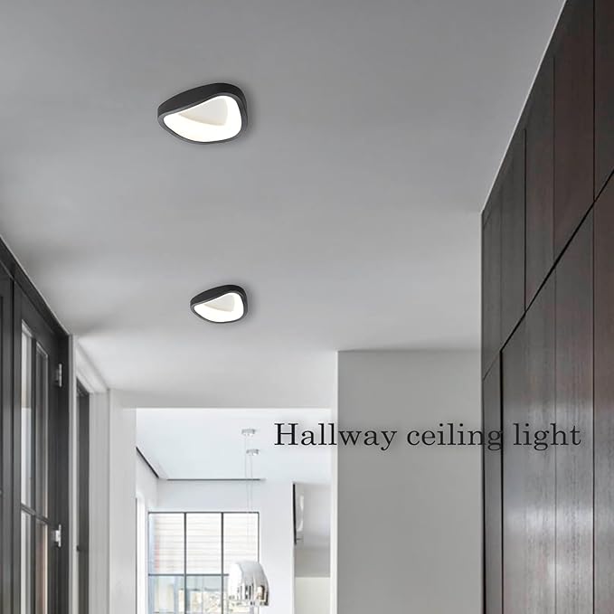 Black Flush Mount Ceiling Light Led Ceiling Light Fixture for Bedroom Entryway Hallway 4000k 10w