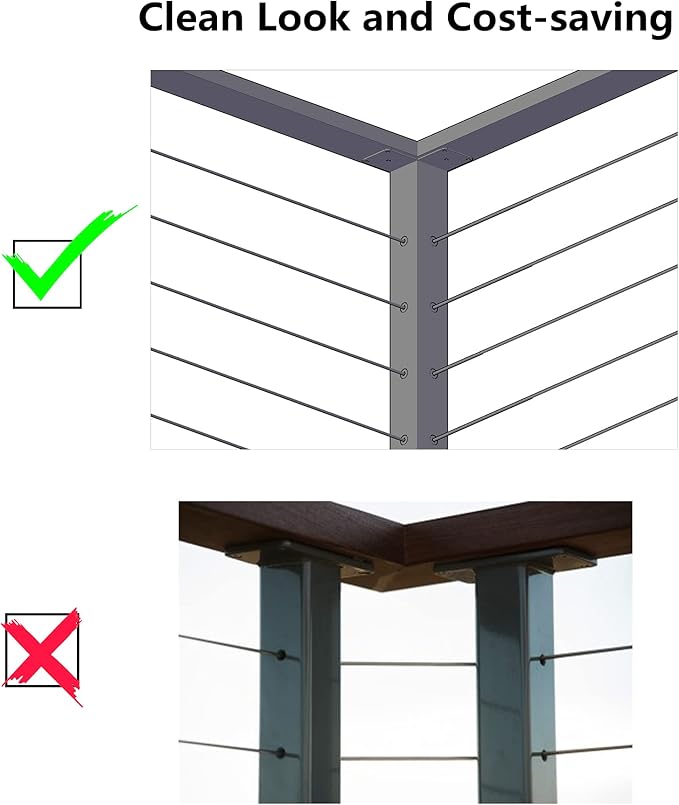 Cable Railing Post - Stainless Steel Square Fence Post for Deck Cable Railing System, Flat top 36"x2"x2" Corner Post Pre-Drilled, Matte Black