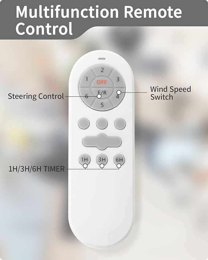 CACI Mall Ceiling Fans without Lights - 52-Inch Flush Mount Ceiling Fan with 6 Speeds, 3 Timer Remote, Quiet Reversible DC Motor, and 5"/10"/25" Replacement Downrods (White ABS Blades)