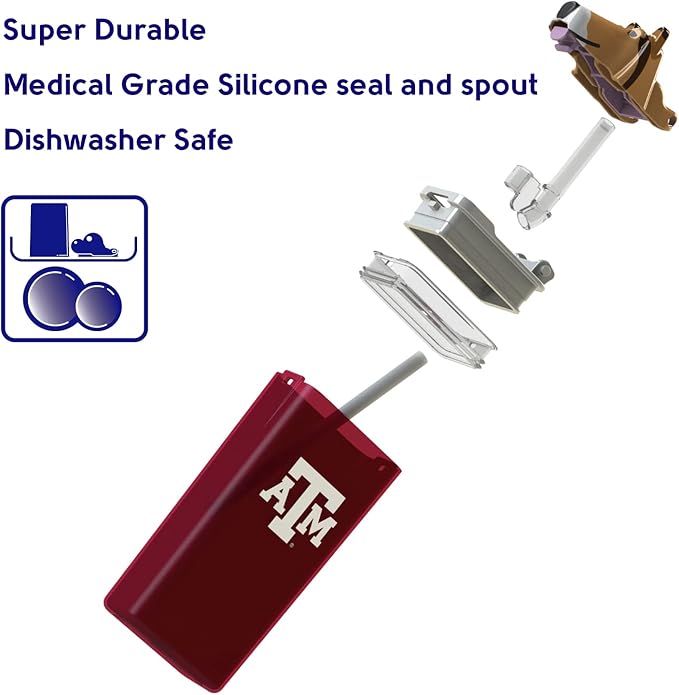 Reusable Water Bottle | Officially Licensed NCAA Sports Bottle | BPA Free | Dishwasher Safe | Collie Reveille Mascot | 12oz Drink in the Box - Texas A&M University