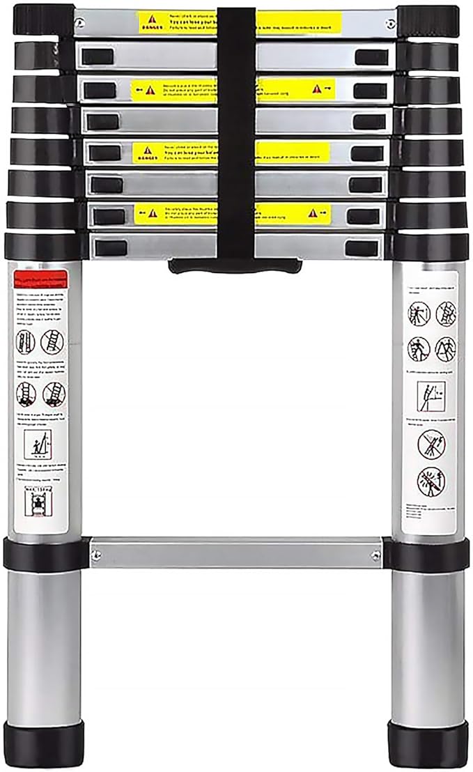 Telescoping Ladder 8.5 FT - Aluminum Telescopic Ladder with Non-Slip Feet - Portable Collapsible Extension Ladders for Home Roof Loft RV Work with EN131 Certified - 330lbs Max Capacity