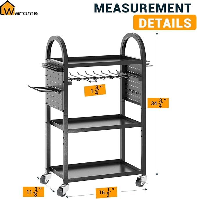 WAROME Power Tool Organizer for Garage,Heavy Duty Tools Holder Storage Rack On Wheels,Floor Standing Rolling Power Tool Cart for Storage and Organization,Father/Husband/Boyfriend/Men/Dad Gift