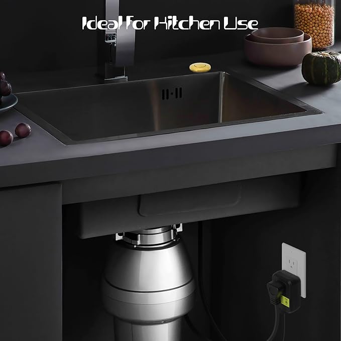 Garbage Disposal Air Switch Kit Sink Top Waste Disposal Stainless Steel Golden Polished On/Off Air Button Food and Waste Disposals Part by Etoolcity, UL Listed LF40-C062