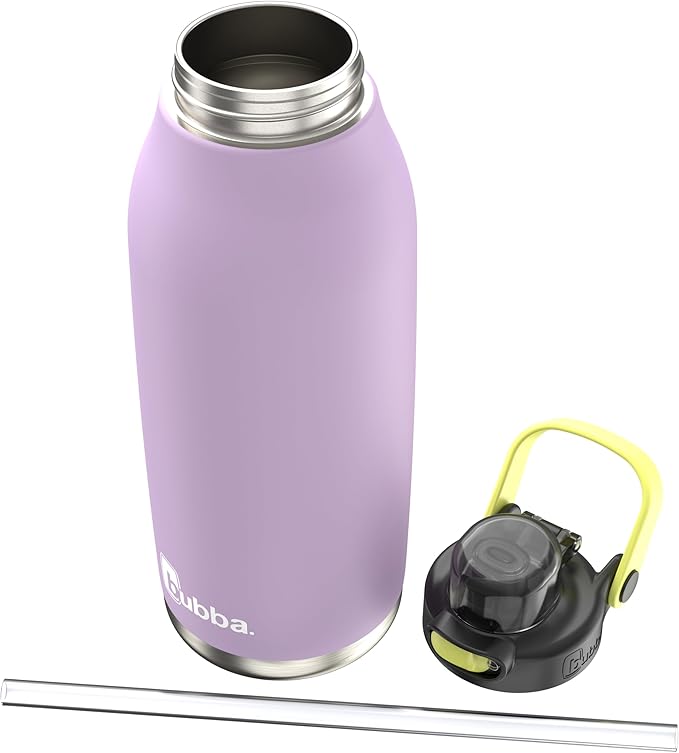 Bubba Radiant Stainless-Steel Pop-Up Straw, 40oz Water Bottle, Medium, Rubberized Lavender Frost