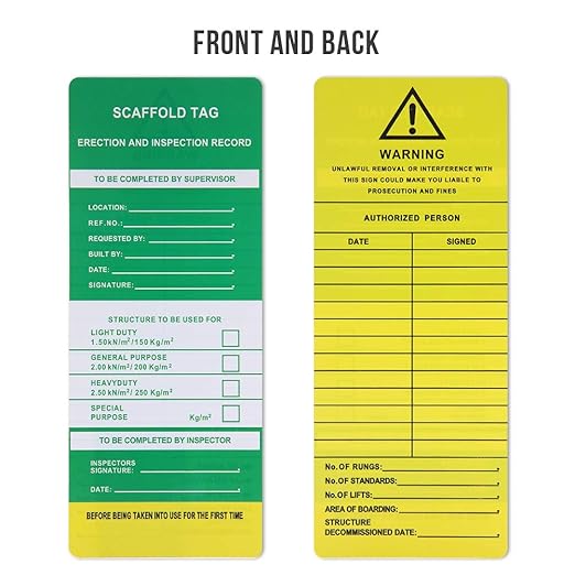 Scaffold Status Holder and Safety Inspection Tags - Do Not Use Scaffold - 10 Pcs